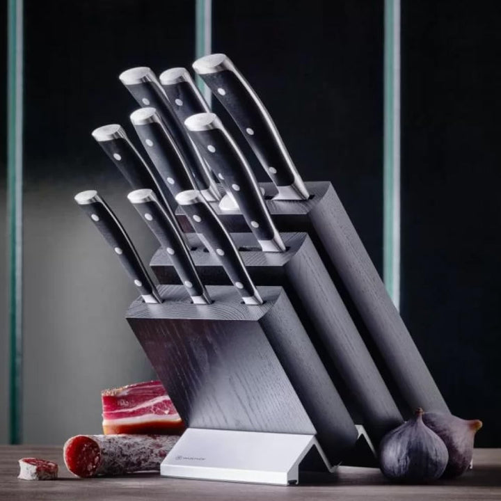 WÜSTHOF Classic Ikon Aufschnittmesser 14 cm, Schwarz 14 cm Gemüsemesser mit Wellenschliff, 14 cm Gem
