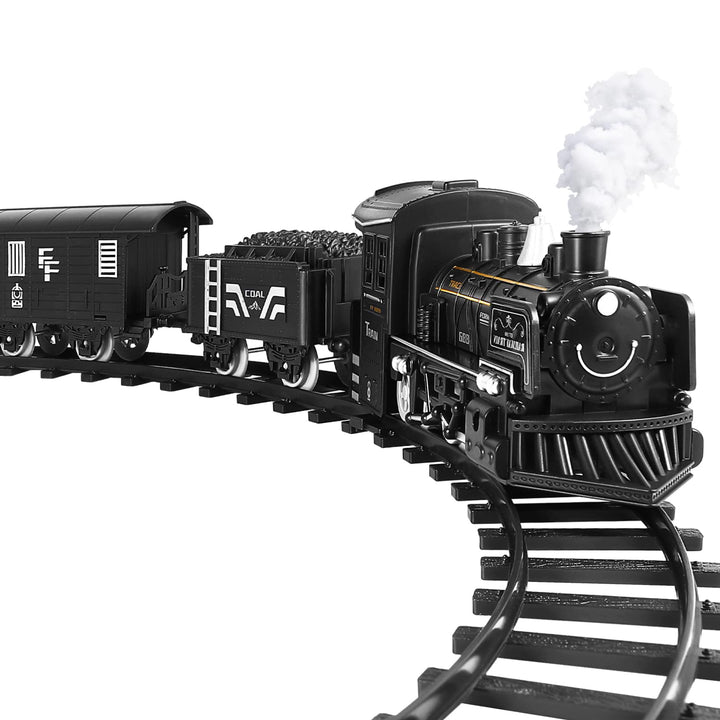 Toyvian Elektrischer Zug Set für Kinder- Batteriebetriebene Modellzug mit Sounds& Lights Steam Lokom