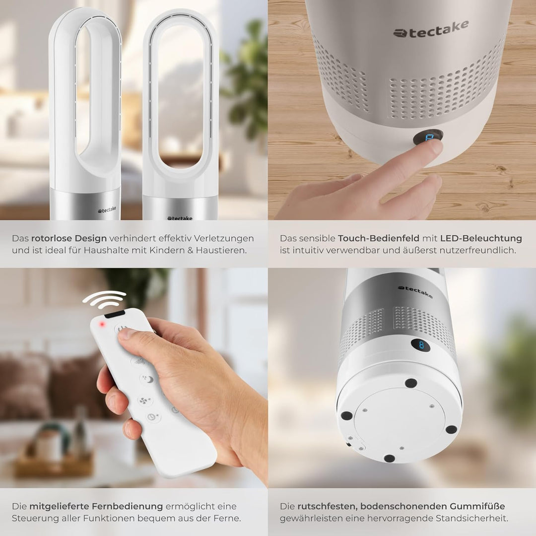 tectake® rotorloser Ventilator mit Fernbedienung, Turmventilator, cooling ace Lüfter, Luftkühler, mo