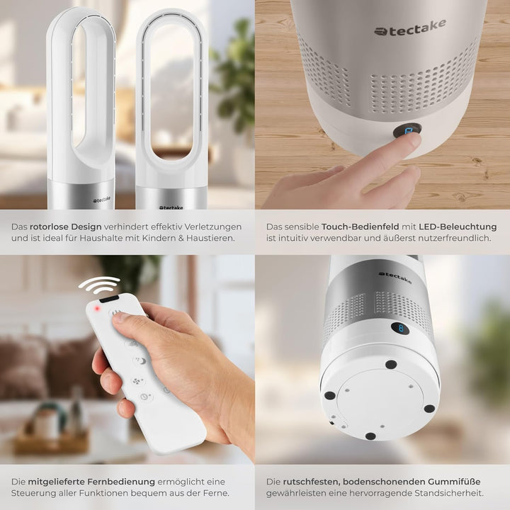 tectake® rotorloser Ventilator mit Fernbedienung, Turmventilator, cooling ace Lüfter, Luftkühler, mo