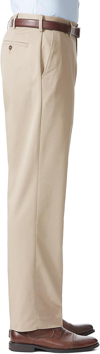 Dockers Herren Hose Comfort Khaki Stretch Relaxed Fit Flat-Front - Braun - 34W / 30L