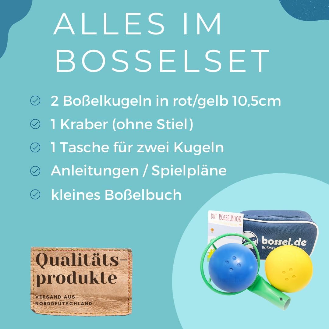 Carls Bosselset Bosselkugeln 2 Stück, Kraber und Tasche gelb/blau, gelb/blau