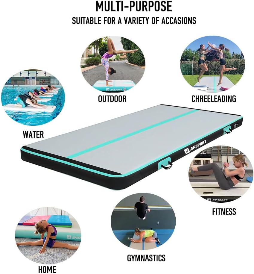 AKSPORT Air Matte Track Tumbling Matte,3/4/5/6m Aufblasbar Gymnastikmatte Turnmatte Tumbling Matten