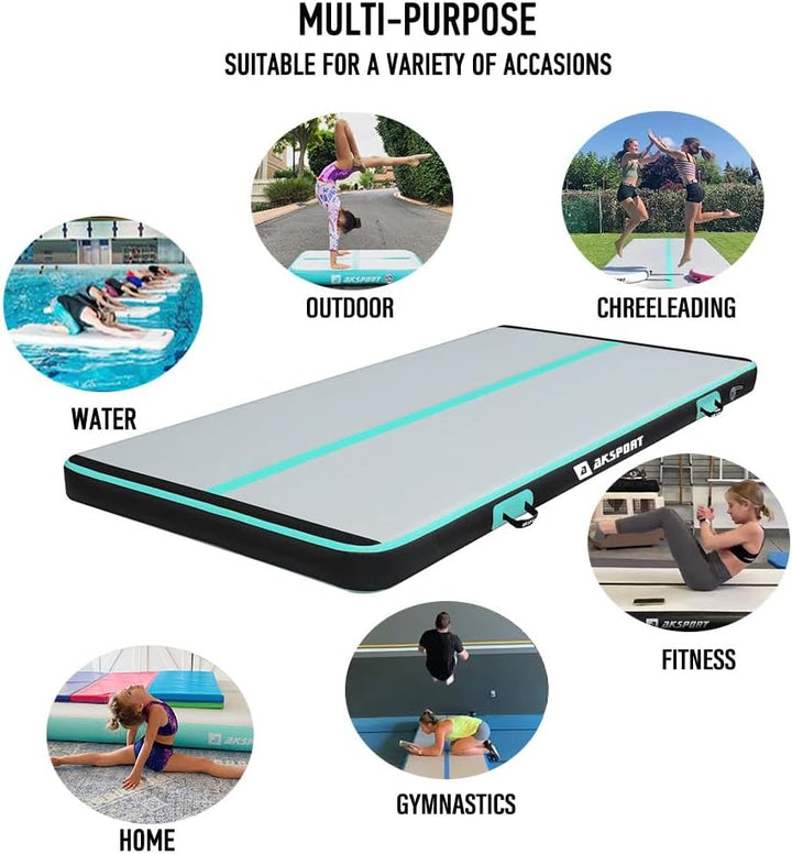 AKSPORT Air Matte Track Tumbling Matte,3/4/5/6m Aufblasbar Gymnastikmatte Turnmatte Tumbling Matten