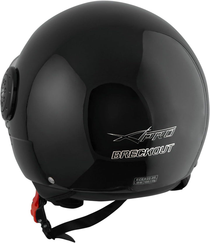 Motorradhelm Roller Jet Demi Helm Scooter Homologiert Avio Visor 53-54 cm ( XS) Schwarz, 53-54 cm (