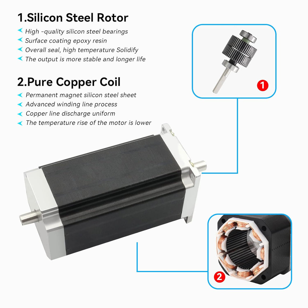 RATTMMOTOR Nema 23 Schrittmotor Doppelwelle 57 Stepper Motor 2.8Nm (425oz.in) 3A 1.8 Grad 4 Anschlus
