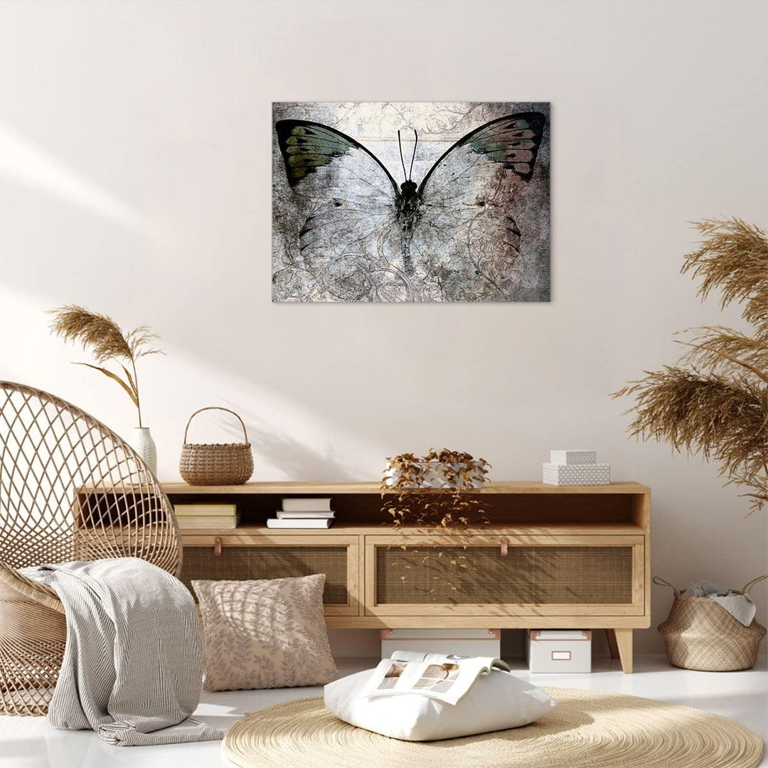 Bilder auf Leinwand Schmetterling Abstraktion Leinwandbild 70x50cm Wandbilder Dekoration Wohnzimmer