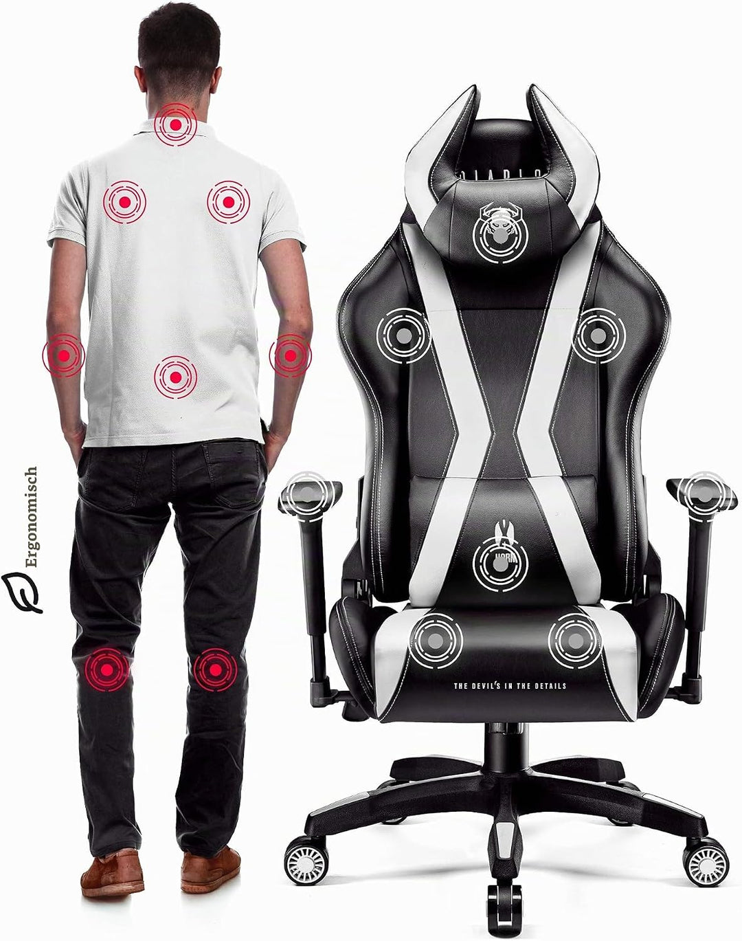Diablo Gaming Stuhl X-Horn 2.0 Bürostuhl Gamer Chair Schreibtischstuhl 3D Armlehnen Ergonomisches De