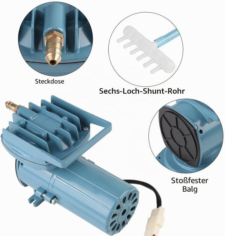 Superleise Aquarium Luftpumpe, DC 12V 35W 68l/min Luftpumpe Sauerstoff tragbar Leistungsstark Sauers