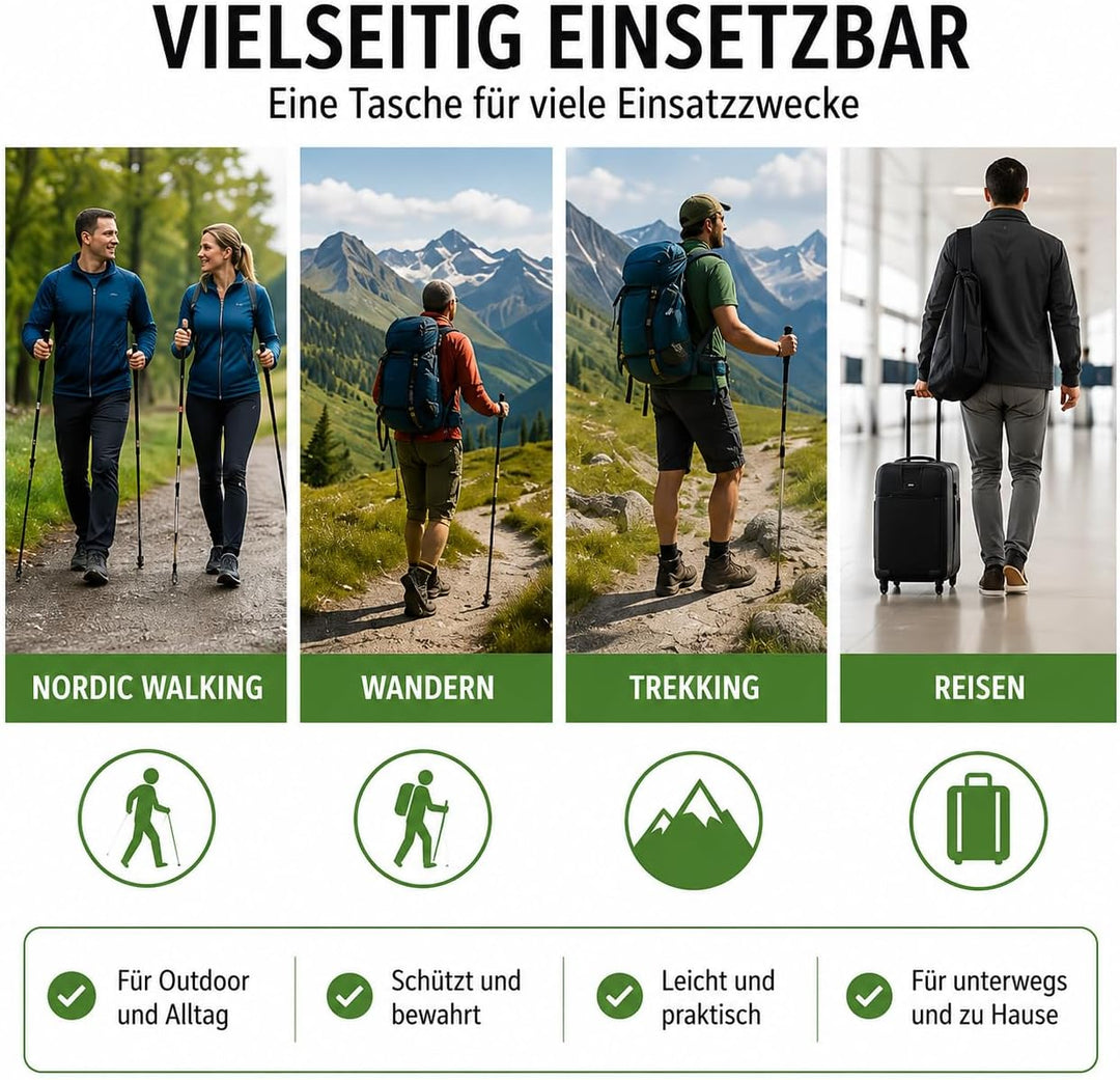 ON|TRACK Stocktasche aus Nylon mit Tragegurt für 1 Paar Nordic Walking Stöcke Wanderstöcke