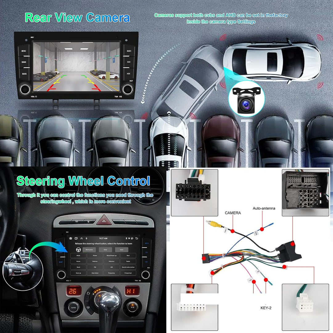 Hodozzy 8 Core 4G+64G Android Autoradio für Peugeot 408 2010-2024 mit Navi WiFi, 7 Zoll Touchscreen