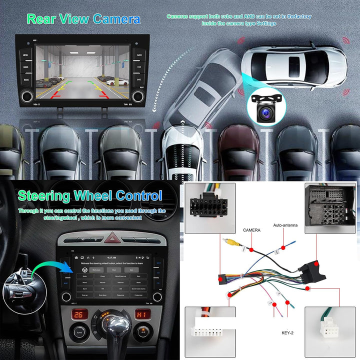 Hodozzy 8 Core 4G+64G Android Autoradio für Peugeot 408 2010-2024 mit Navi WiFi, 7 Zoll Touchscreen