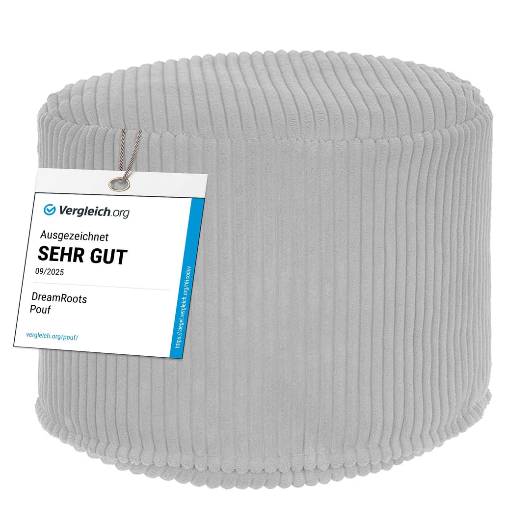 DreamRoots Pouf Hocker - Hocker Rund Cord 50x50x35 cm - Couch Hocker Wohnzimmer - Sitzpouf Rund - Fu