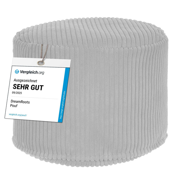DreamRoots Pouf Hocker - Hocker Rund Cord 50x50x35 cm - Couch Hocker Wohnzimmer - Sitzpouf Rund - Fu