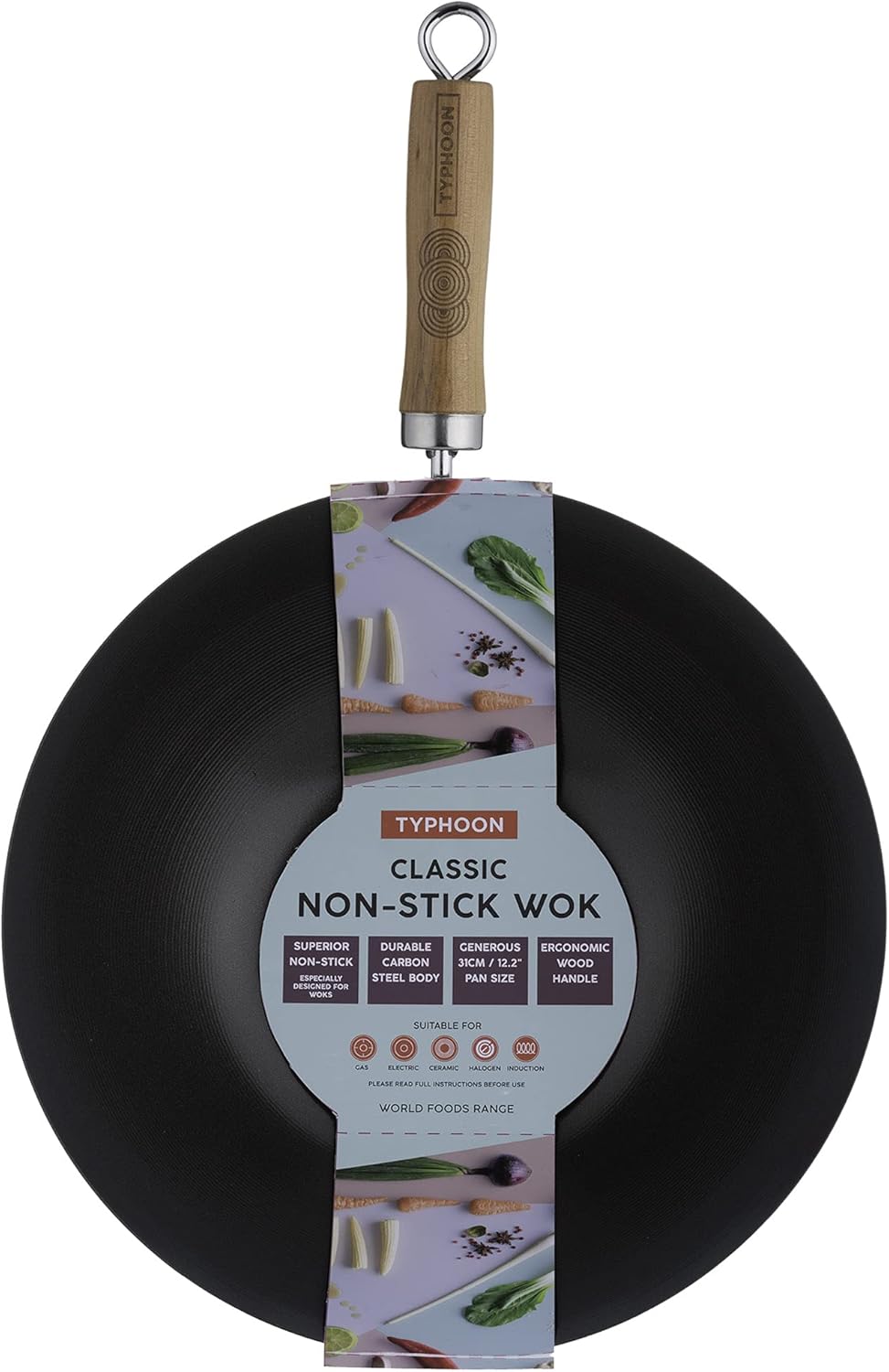 TYPHOON | Asia Wok Ø 31 cm | Wokpfanne Induktion und weiter Herdarten | Zweischichtige, hochwertige