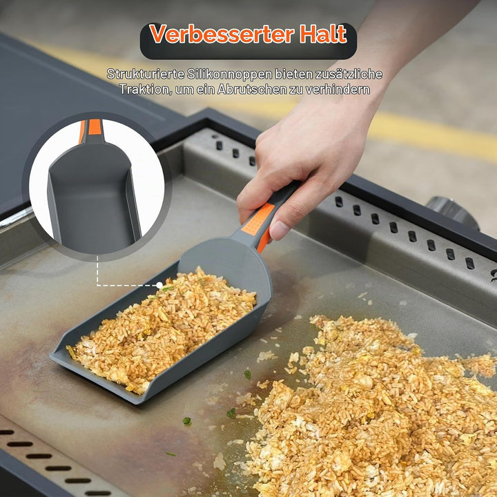 Onlyfire 4 Grillbesteck Set, Plancha Spachtel Set Enthält 2 Grillspachtel, Grillschaufel und Grillza