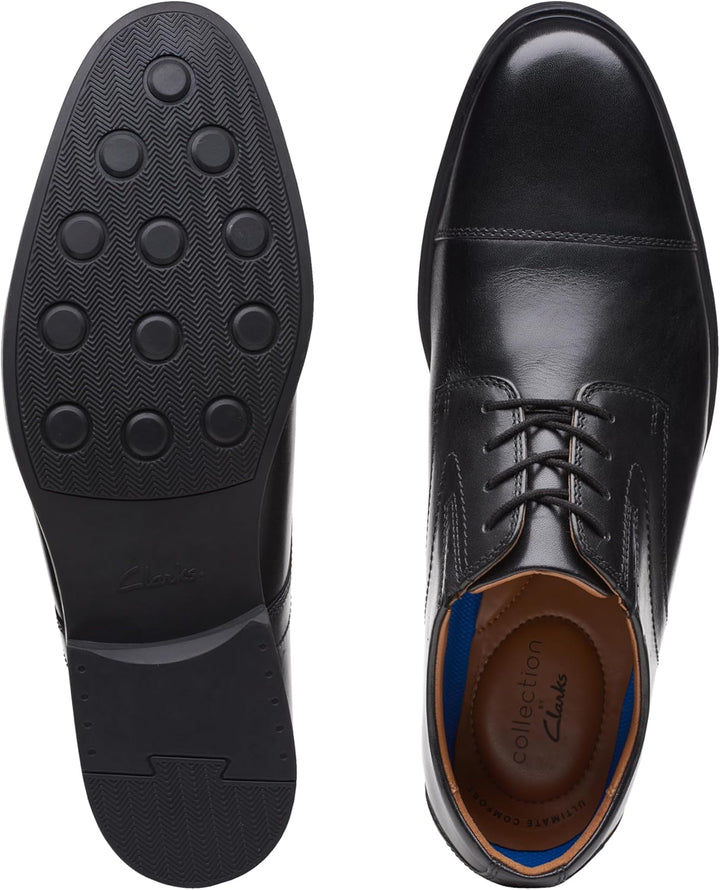 Clarks Herren Whiddon Cap Sneaker 43 EU Schwarzes Leder, 43 EU Schwarzes Leder