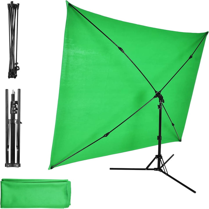 Andoer 2 x 1,5 m Green Screen Fotostudio Hintergrund, Fotohintergrund Grün mit verstellbarem Stativ