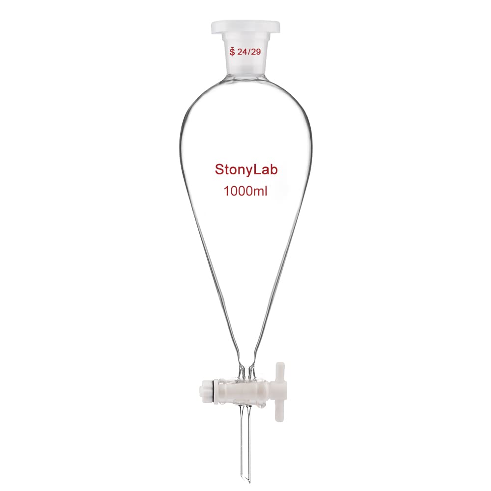 stonylab Scheidetrichter Glas, Borosilikatglas 1000 ml Scheidetrichter Heavy Wall Conical Separatory