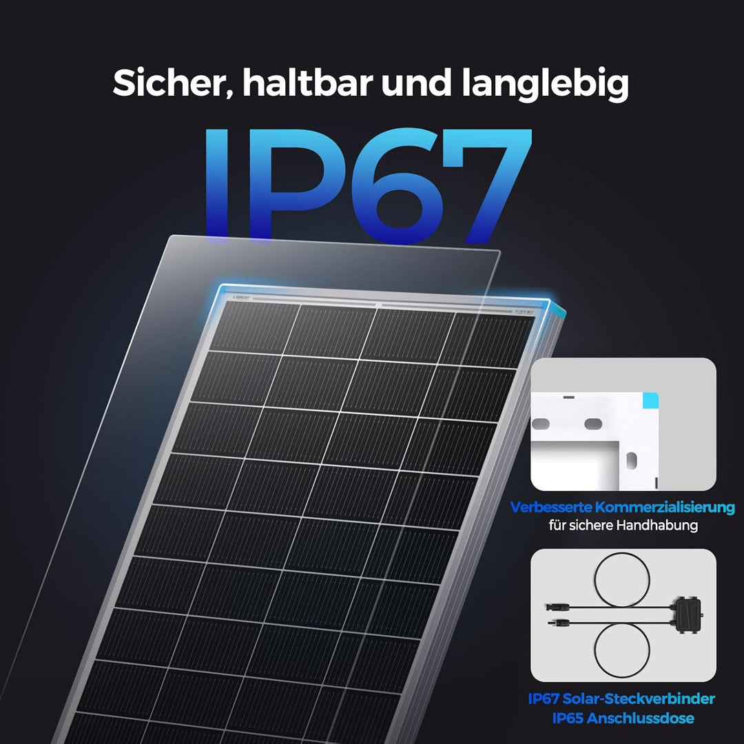 Renogy 16BB N-Typ 200 Watt 24V Solarmodul, 25% Hoch-Effizienz, PV Modul Ladegerät für RV Marine Roof