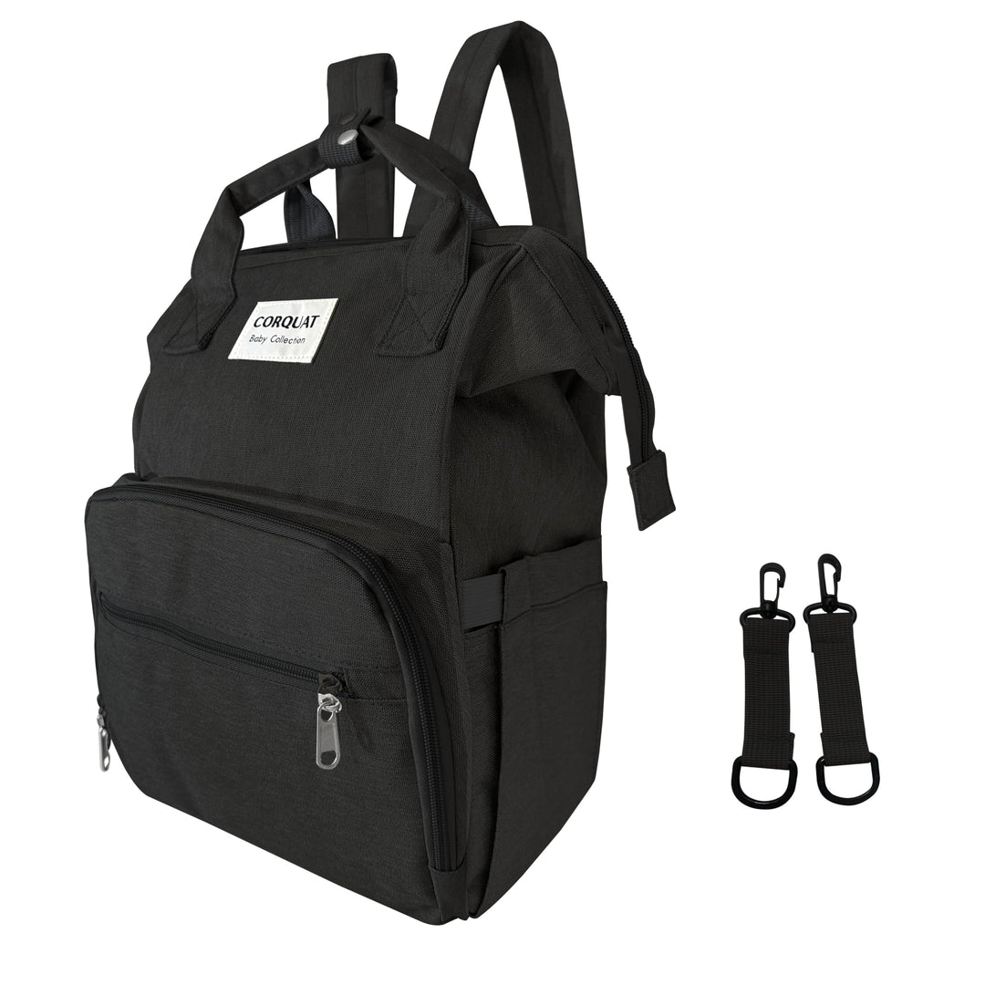 Wickelrucksack mit verschiedenen Staufächern und Riemen für den Kinderwagen, ideal für den Transport