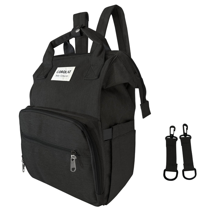 Wickelrucksack mit verschiedenen Staufächern und Riemen für den Kinderwagen, ideal für den Transport