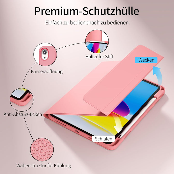 Hülle mit Tastatur für iPad A16 11/10 Generation (2025/2022, 11/10.9 Zoll)- 7 Farben Beleuchtete Mag
