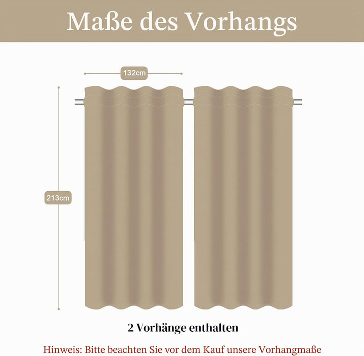 TOPLUXE Vorhänge für Fenster, Damastvorhänge 132x213cm für Schlafzimmer Wohnzimmer Küche, 2 Paneele