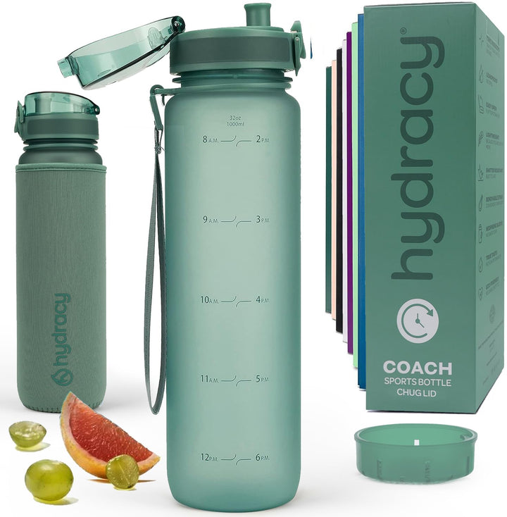 Hydracy Trinkflasche mit Fruchteinsatz - 1L Wasserflasche - BPA-freie Trinkflasche mit Zeitmarkierun