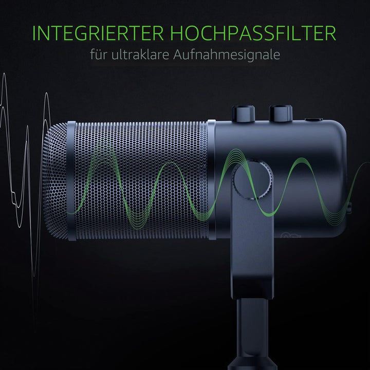 Razer Seiren Elite - USB Kondensator-Mikrofon für Streaming (Kompakt mit integriertem Schockdämpfer,