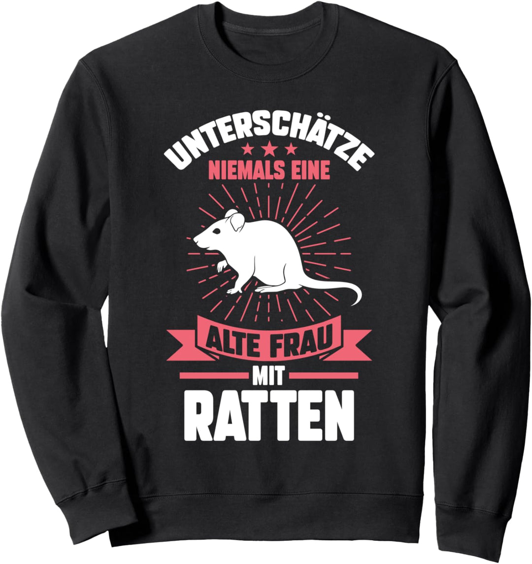 Alte Frau mit Ratte Oma Grossmutter Ratte Sweatshirt