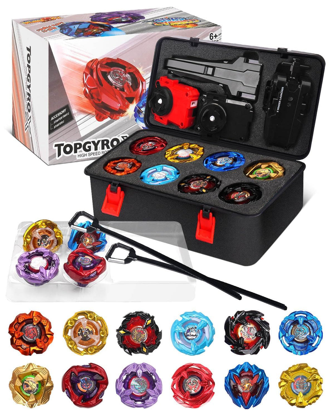 Kreisel X Set, 12 Kampfkreisel, 3 Launchers und 1 Griff, Kinderspielzeug Geburtstagsgeschenk mit Auf