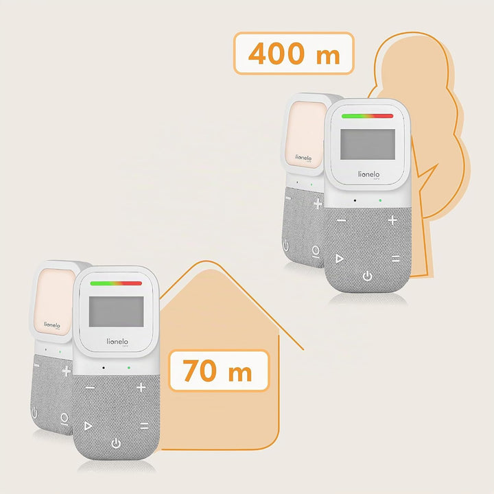 Lionelo Babyline 2.3 Audio-Babyphone mit Nachtlicht, Reichweite bis zu 400 m, LCD-Display, Gegenspre