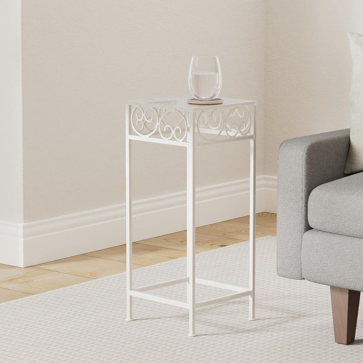 PrimoLiving Metall Blumenhocker/Beistelltisch antikweiss eckig Gr. L (P-791), Gr. L (P-791)