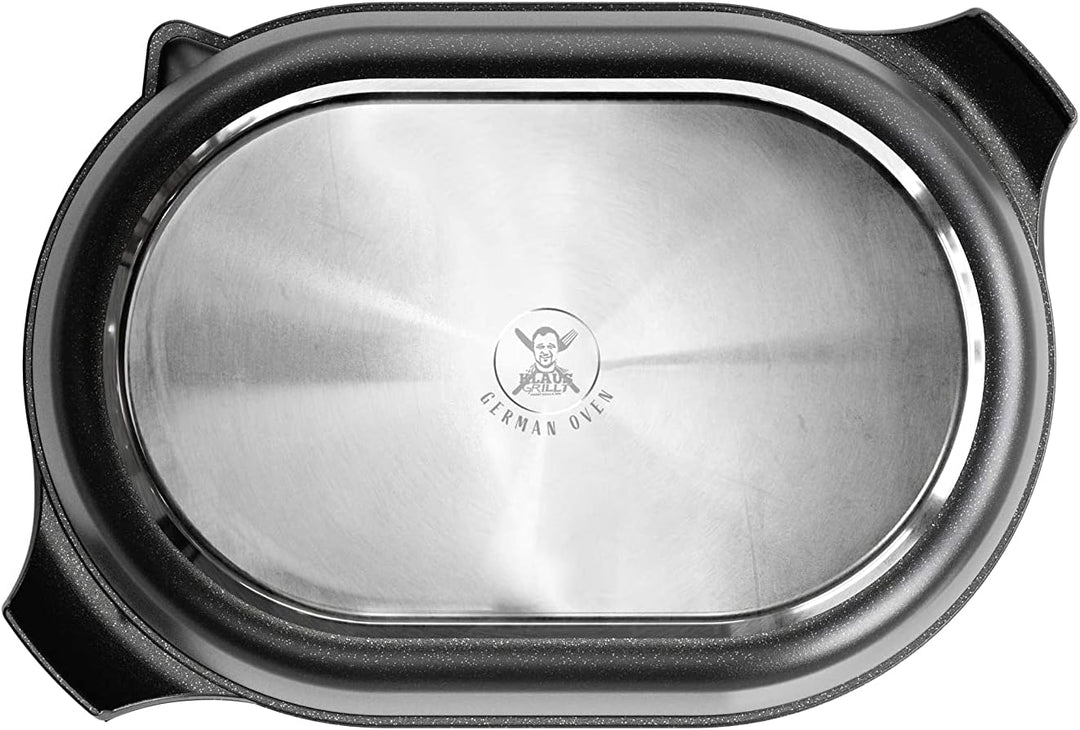 AMT Gastroguss Klaus grillt German Oven Set, grosse Ausführung, 42x28 cm, German Oven Bräter/German