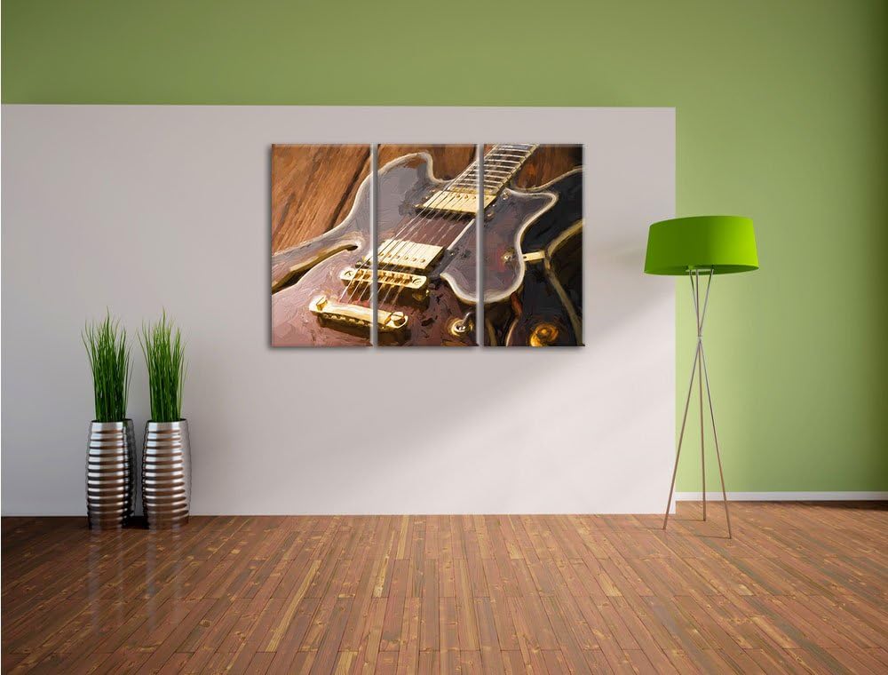 Pixxprint E-Gitarre als Leinwandbild | Grösse: 3 Teilig (120x80) | Wandbild| Kunstdruck | fertig bes