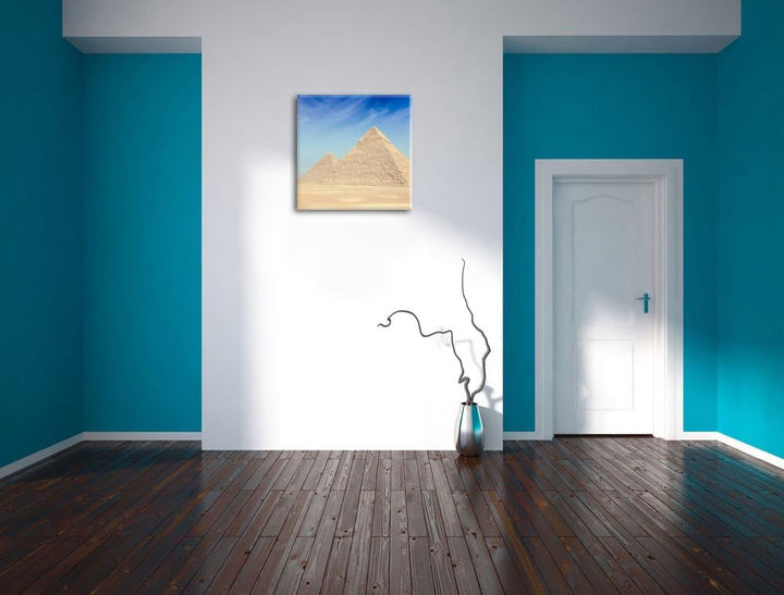 Pixxprint Beeindruckende Pyramiden von Gizeh als Leinwandbild/Grösse: 70x70 cm/Wandbild/Kunstdruck/f