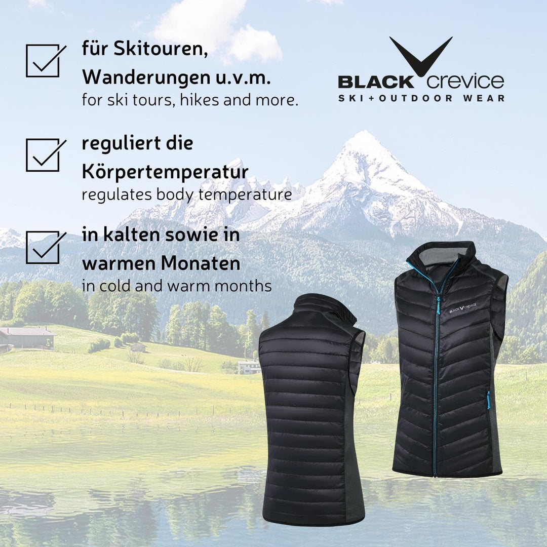 Black Crevice Damen-Hybrid-Weste I Damen-Sportweste Grössen I Damen-Outdoor-Weste I isolierende &amp; at