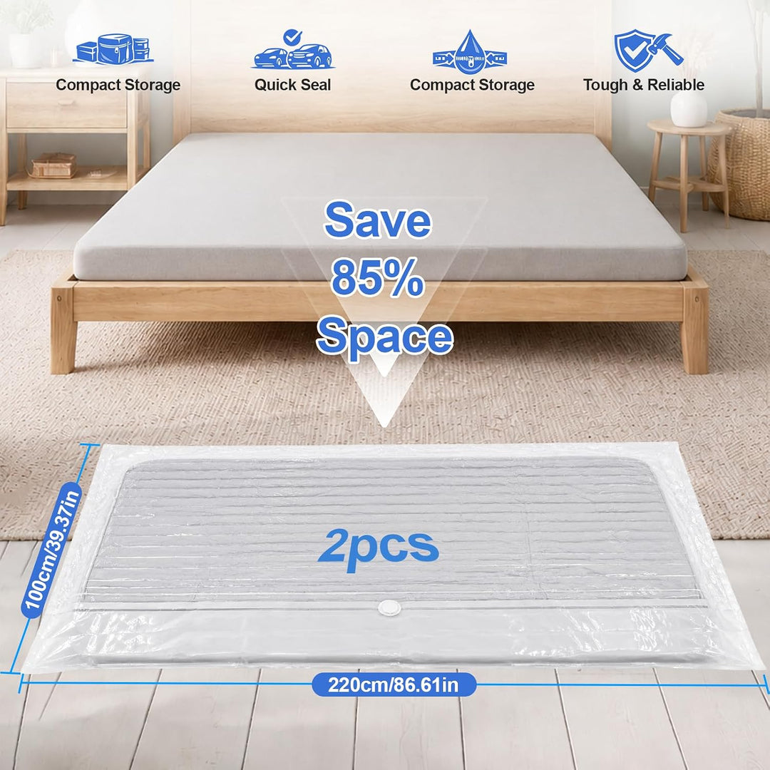 100 x 220 cm Vakuumbeutel Matratzen XXL 2 Stück für Bettdecken | Extra grosse Bettwäsche Vakuumbeute