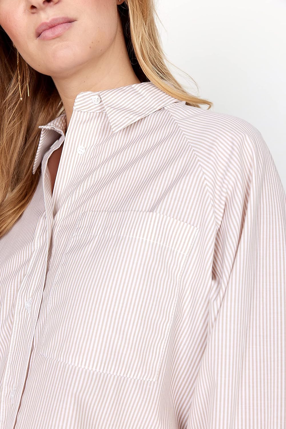 SOYACONCEPT Womens SC-Bea 2 Oversize Striped Shirt Hemd, Stucco Brown Combi, Large