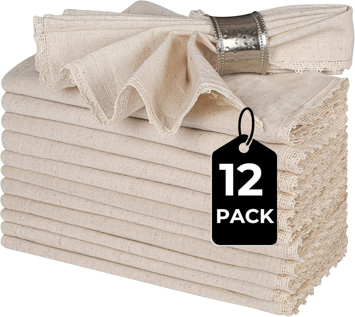 Leinenservietten, Baumwolle, 45.7x45.7 cm, mit Spitze, Leinen, Hochzeitsservietten, Cocktail-Serviet