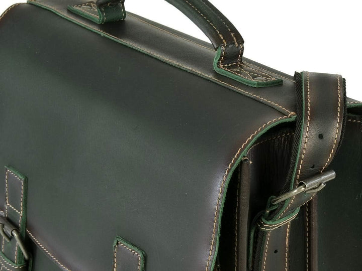Greenburry Aktentasche Leder 39 cm Grün, Grün