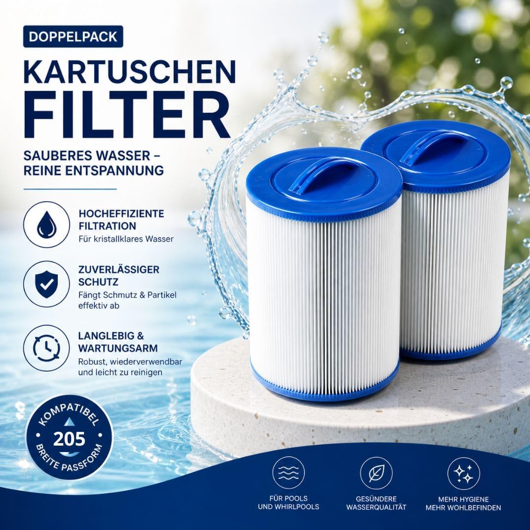 PrimeRelax Whirlpoolfilter, Kartuschenfilter 2er-Pack, Poolfilter, Whirlpool Filterkartusche, Spa Fi