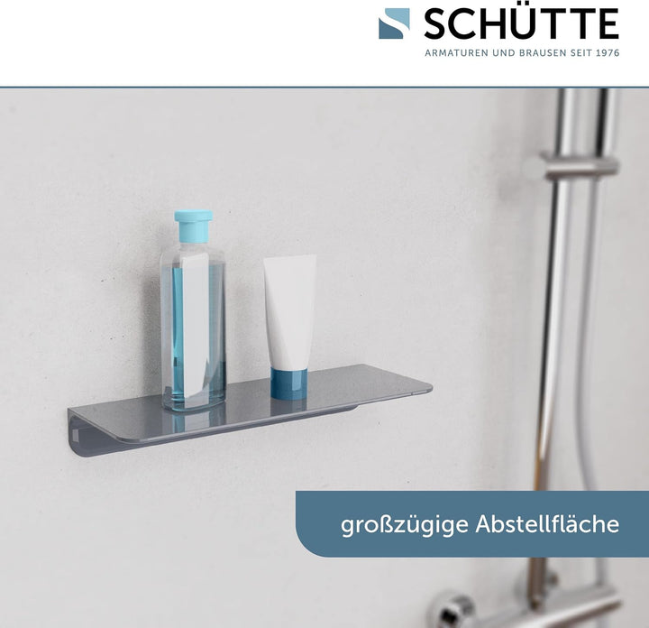 SCHÜTTE 10501 Duschablage selbstklebend Duschregal ohne Bohren Badregal Anthrazit Badablage zum Kleb