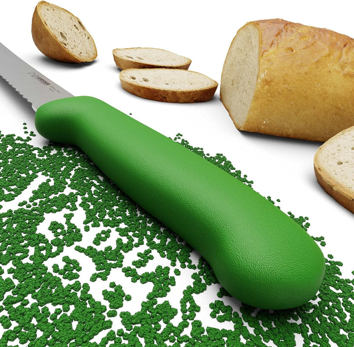 Giesser seit 1776 - Made in Germany - Brotmesser 21 cm Veggie, grün, nachhaltiger Griff, rutschfest,