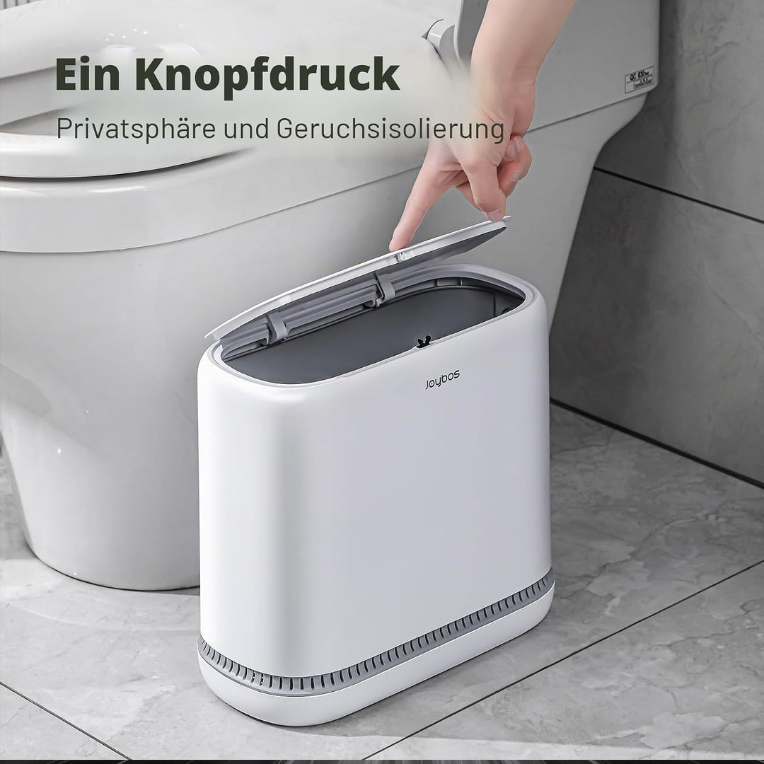 JOYBOS Badezimmer-Mülleimer, Adsorptionsmülleimer mit Druckdeckel, 10 l, hundefest, schmaler Kunstst