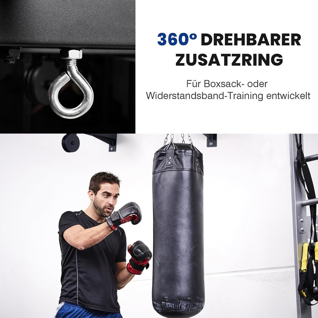 LIONSCOOL Klimmzugstange Wand mit Seilzug-System, Mehrgriff-Klimmzugstange mit Kabelzug, Pull Up Bar