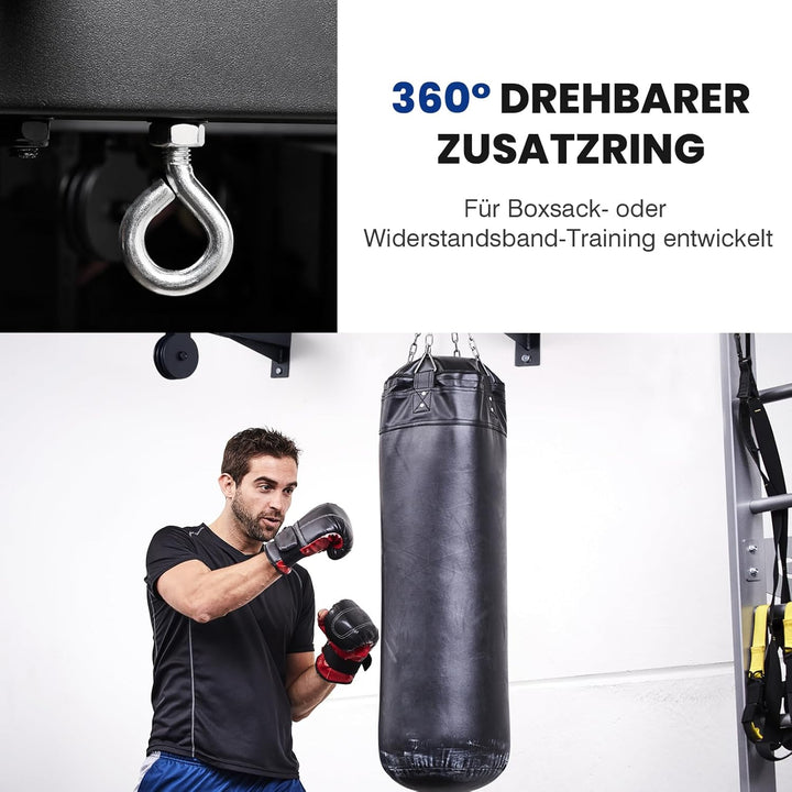 LIONSCOOL Klimmzugstange Wand mit Seilzug-System, Mehrgriff-Klimmzugstange mit Kabelzug, Pull Up Bar