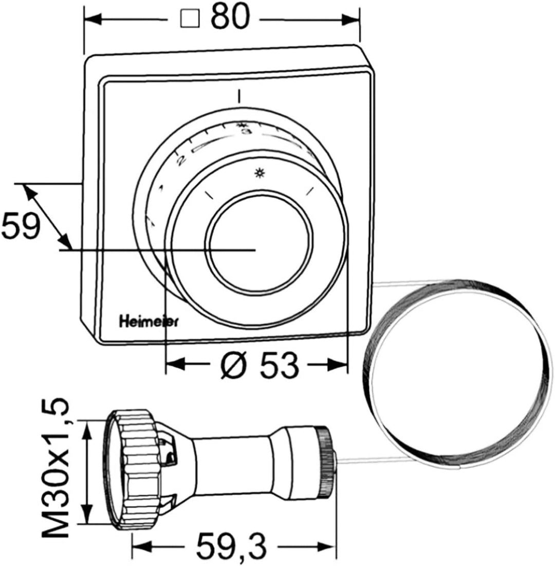 TA Heimeier Thermostat-Kopf Ferneinsteller Kapillarrohr 5 m, 2805-00.500