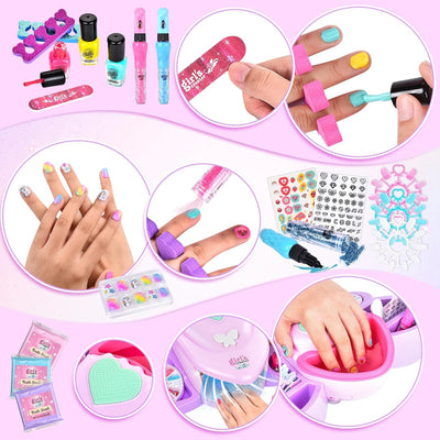 Herefun Nagelstudio Kinder Mädchen, Geschenke Set für Mädchen, Nageldesign Kinder Geschenke, Schmink
